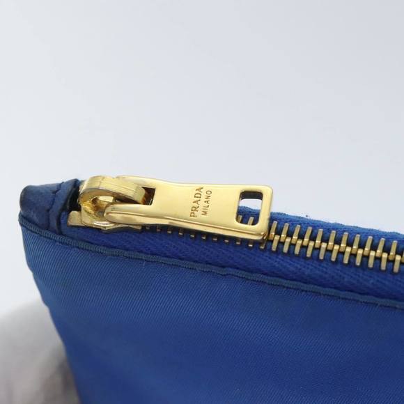 PRADA Accessory Pouch Nylon Blue Gold Auth 90956 - Picture 14 of 16